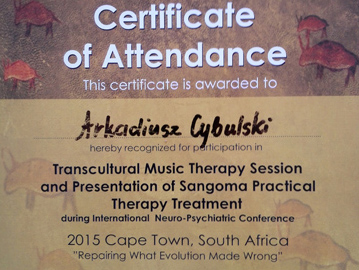 Transcultural Music Therapy Session and Presentation of Sangoma Practical Therapy Treatment: Repairing What Evolution Made Wrong